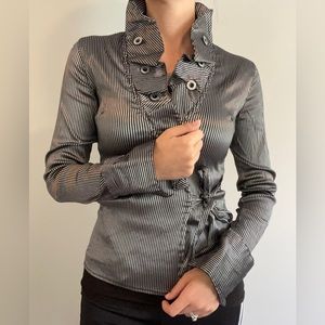 Metallic gray women's elegant top Size Small